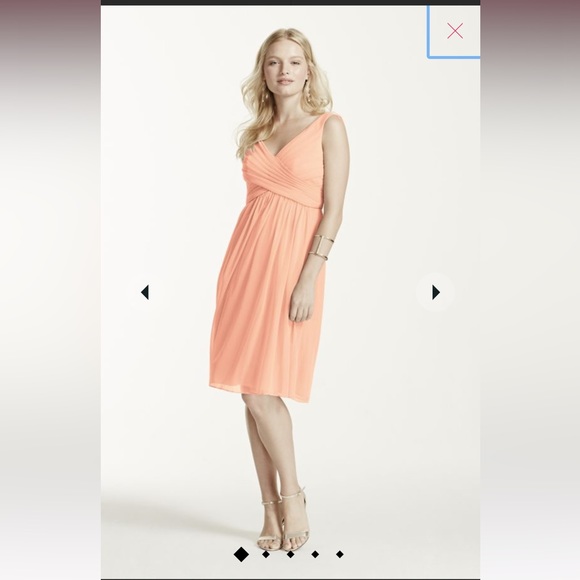 David’s Bridal short mesh bridesmaid dress with cowl back. Bellini size 6 - Picture 4 of 5